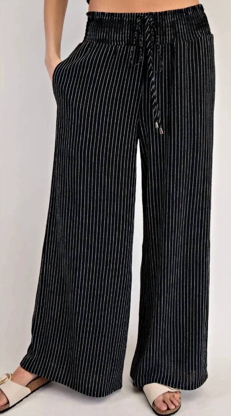 NEW EE:SOME women's striped straight leg pants in black